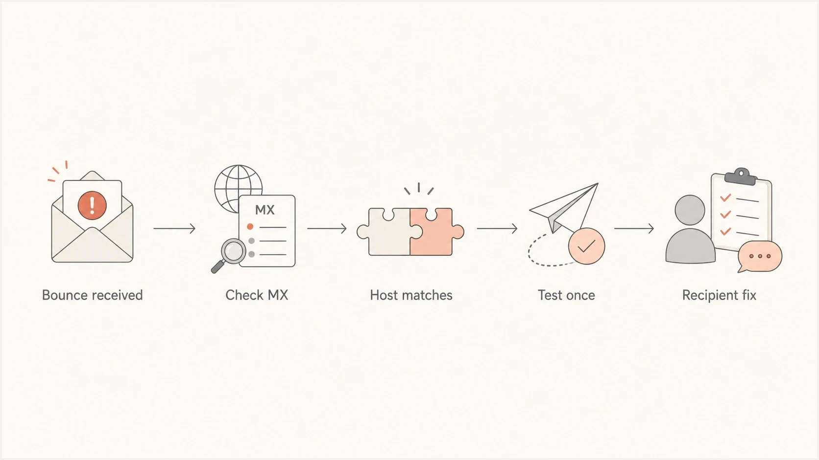 Flowchart showing how to confirm whether the MX bounce is recipient-side.