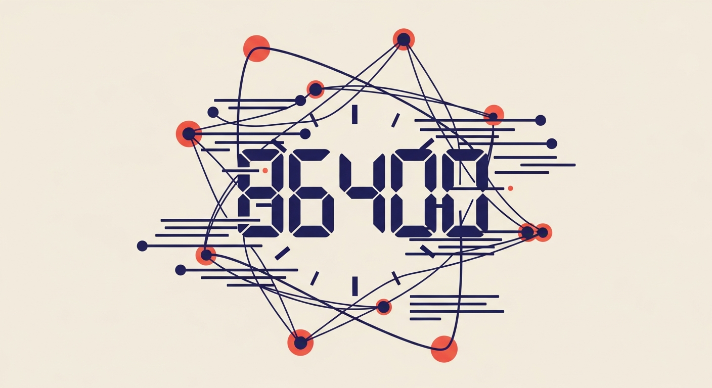 Digital clock symbolizing MTA-STS max_age, with network lines representing secure email.