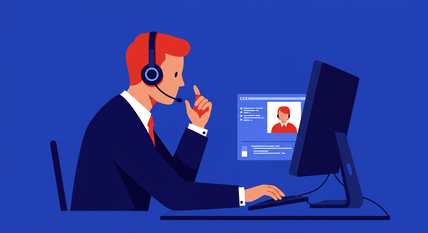 An illustration of a DMARC professional offering help to a client.