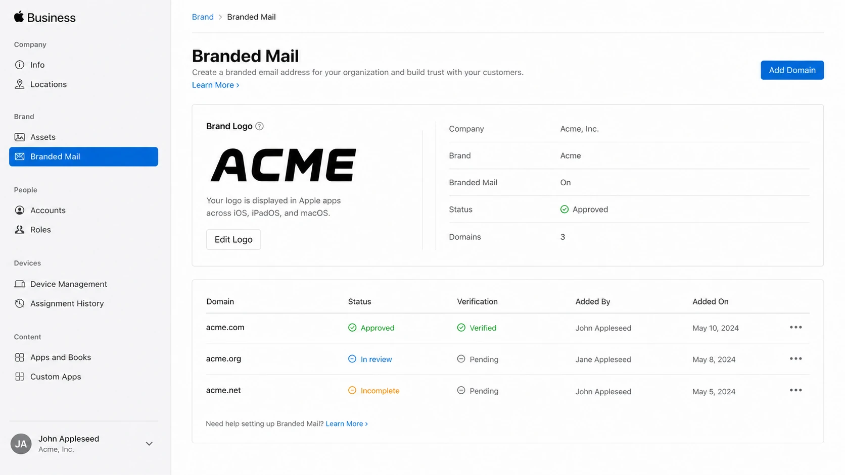 Ios Branded Mail How long does the Apple Business Connect logo take to display on mobile ...