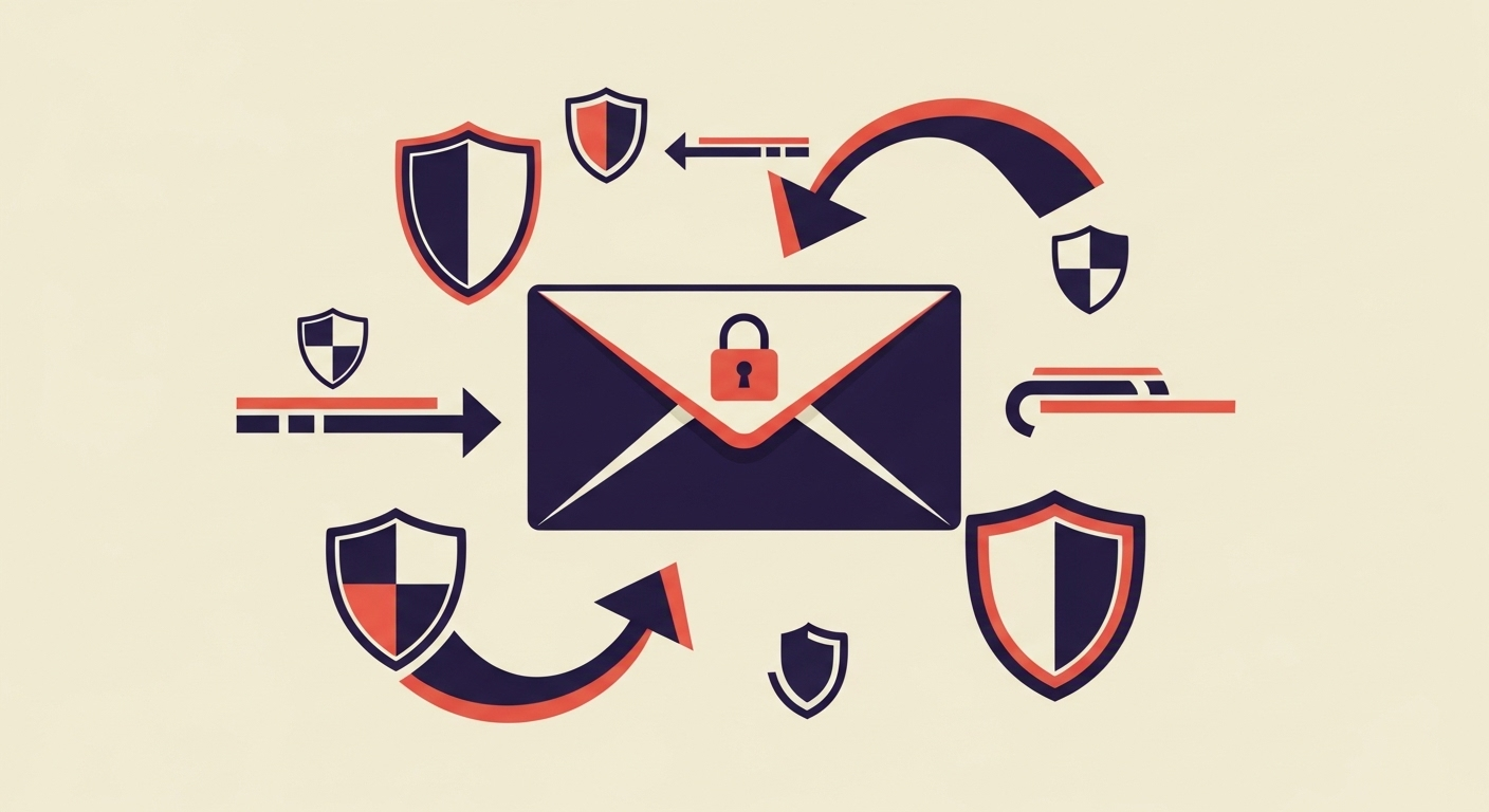 Stylized email envelope with a lock, representing DMARC security.