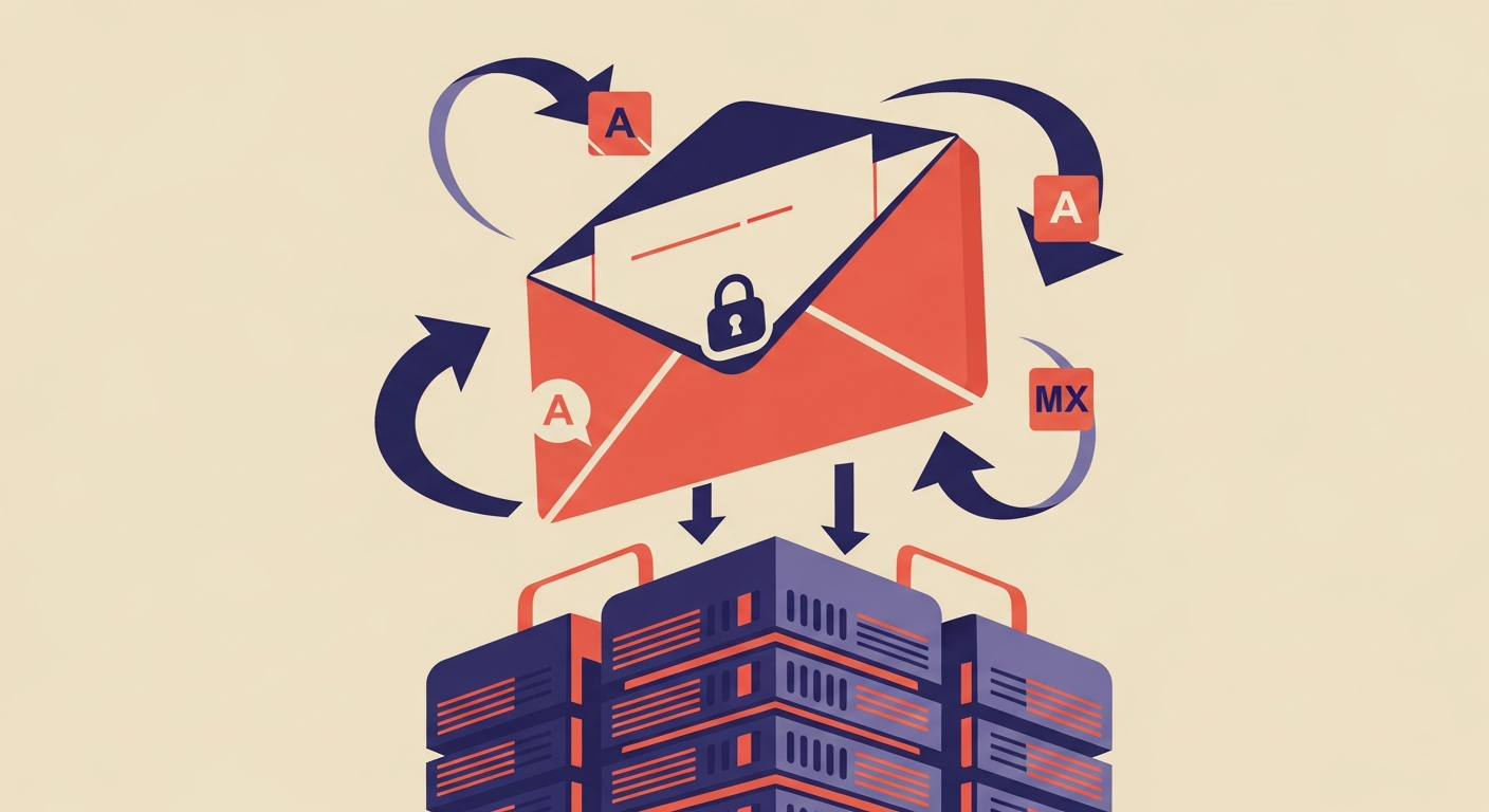 Stylized email envelope with a lock, representing MTA-STS security over email servers.