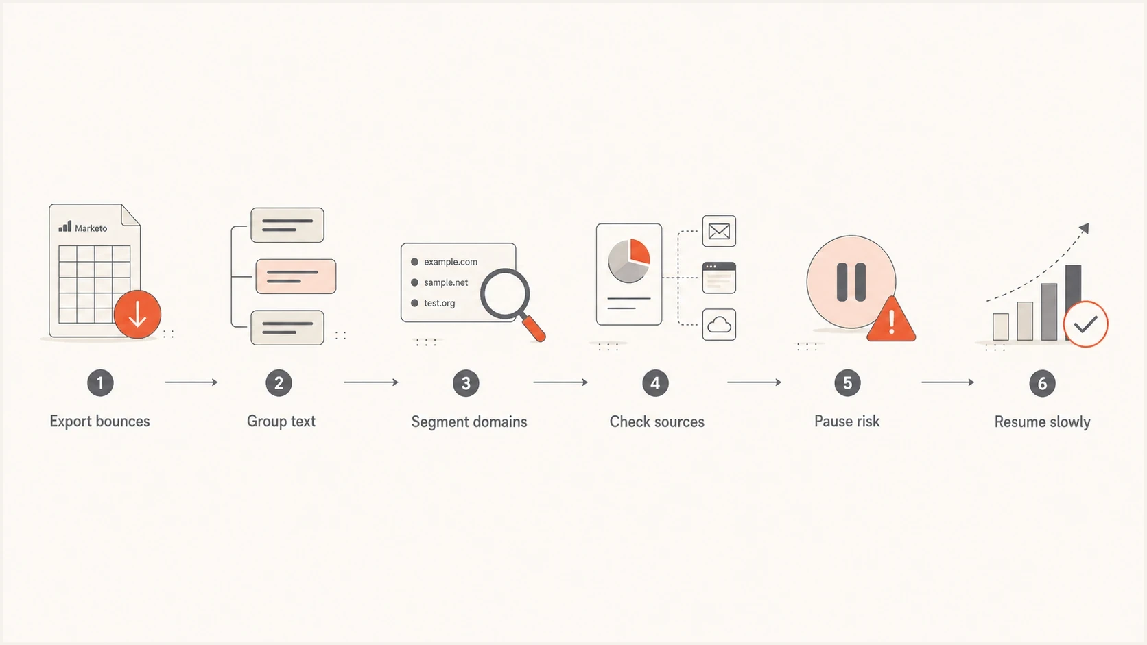 Flowchart showing how to diagnose and recover from Marketo 550 blocks.