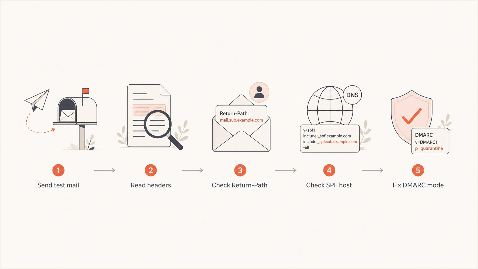 Flowchart showing how to validate SPF for subdomain sending.