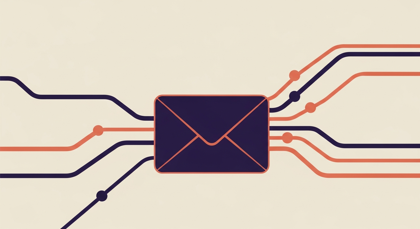 An email envelope with data flow lines, illustrating email deliverability