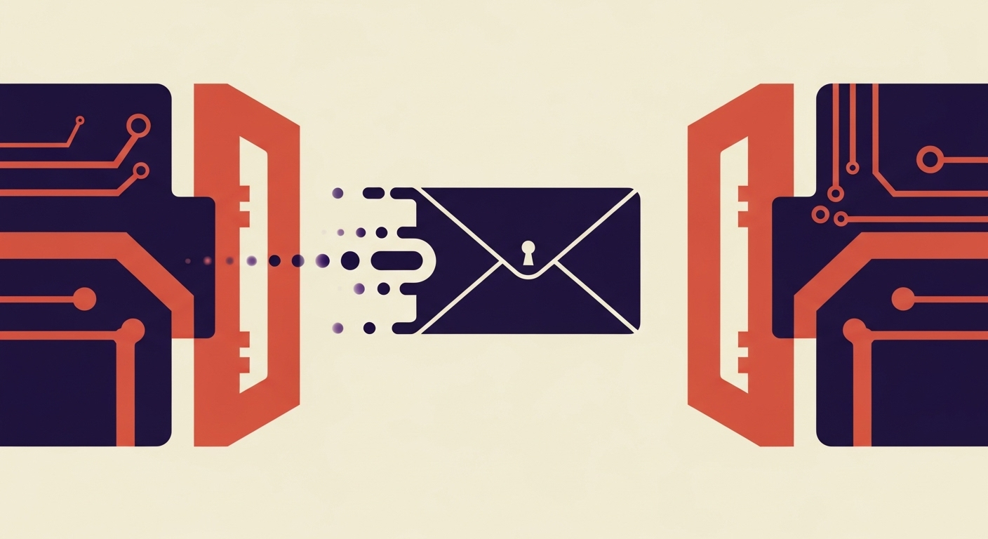 Abstract illustration of a secure email successfully passing authentication checks