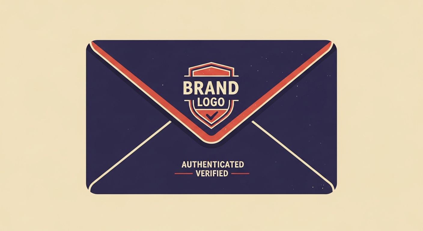 An email envelope with a brand logo, representing a BIMI-authenticated email.
