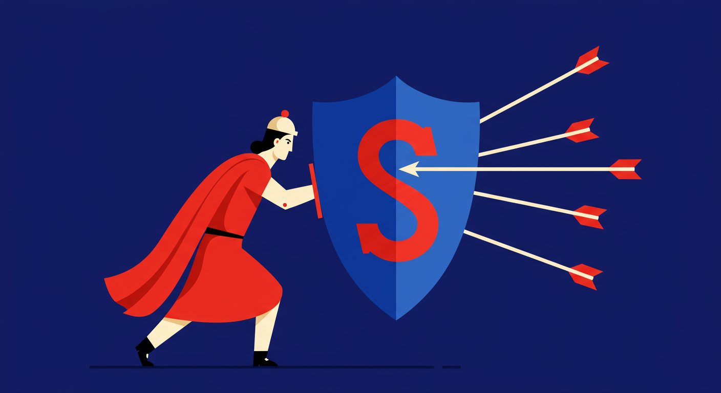 A minimalist illustration of a shield, representing the protection of the Sender Policy Framework.