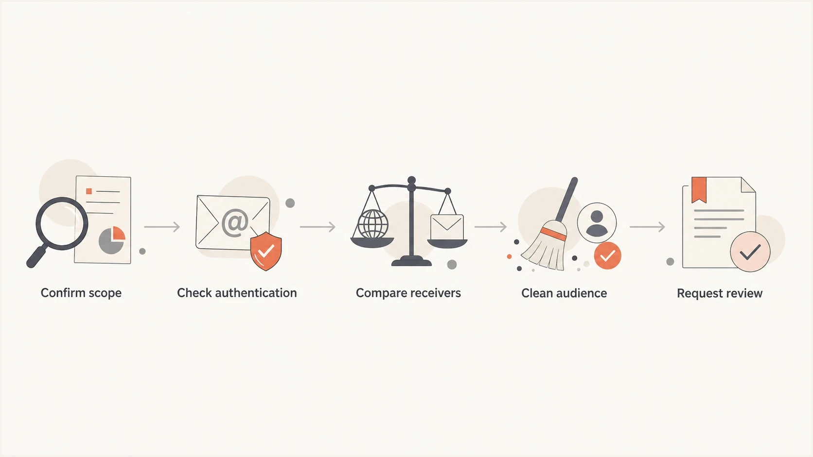 Five-step Cloudmark diagnosis flow from scope confirmation to review request.
