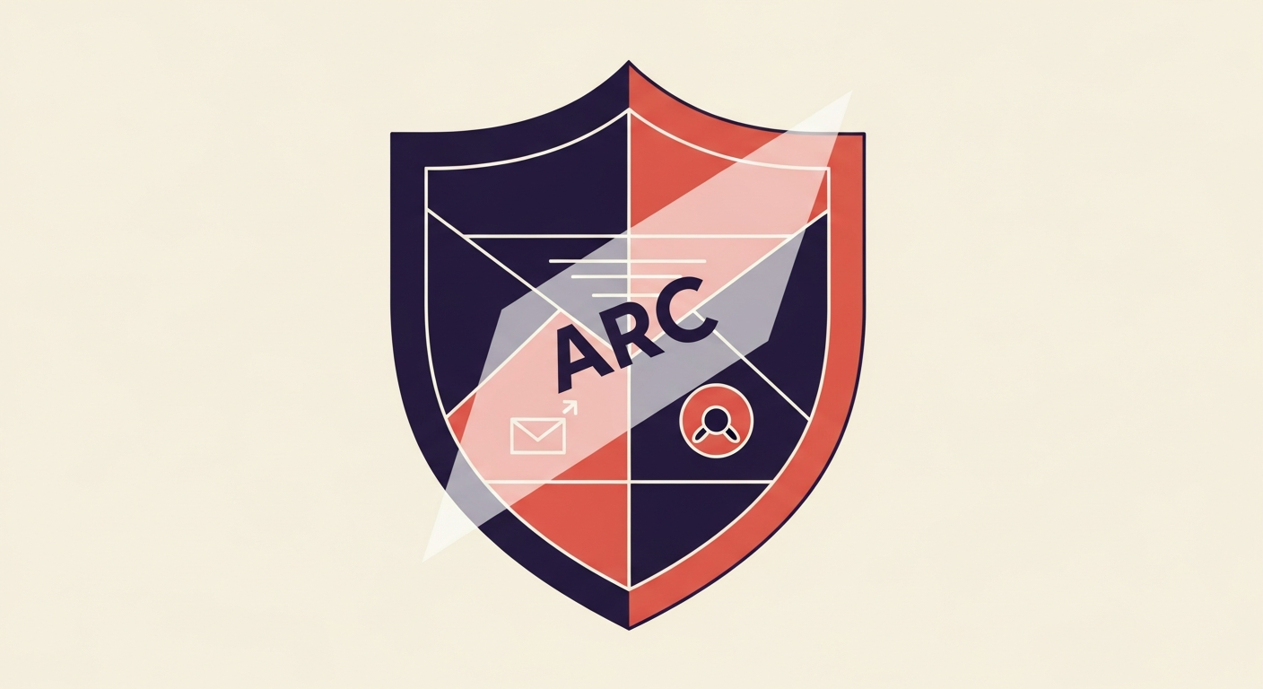 An illustration of ARC acting as a transparent layer to preserve email authentication results through changes.