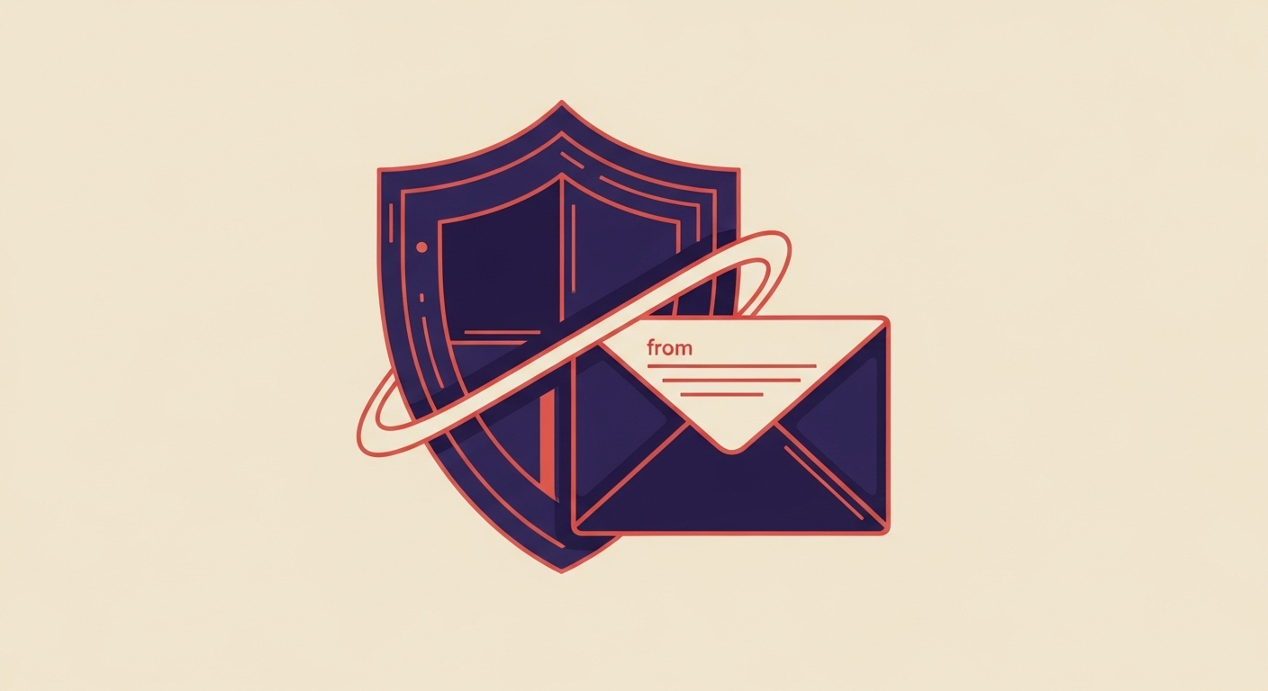 Digital shield protecting an email, symbolizing DKIM and DMARC