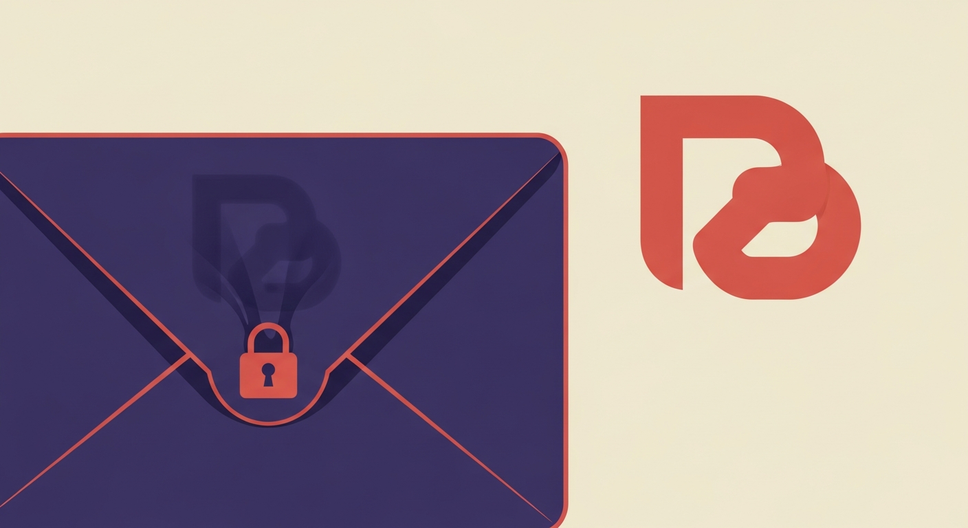 A visual representation of BIMI requiring DMARC, showing a faded logo attempting to appear on an email envelope without proper authentication, contrasted with a clear, vibrant logo visible when authenticated.