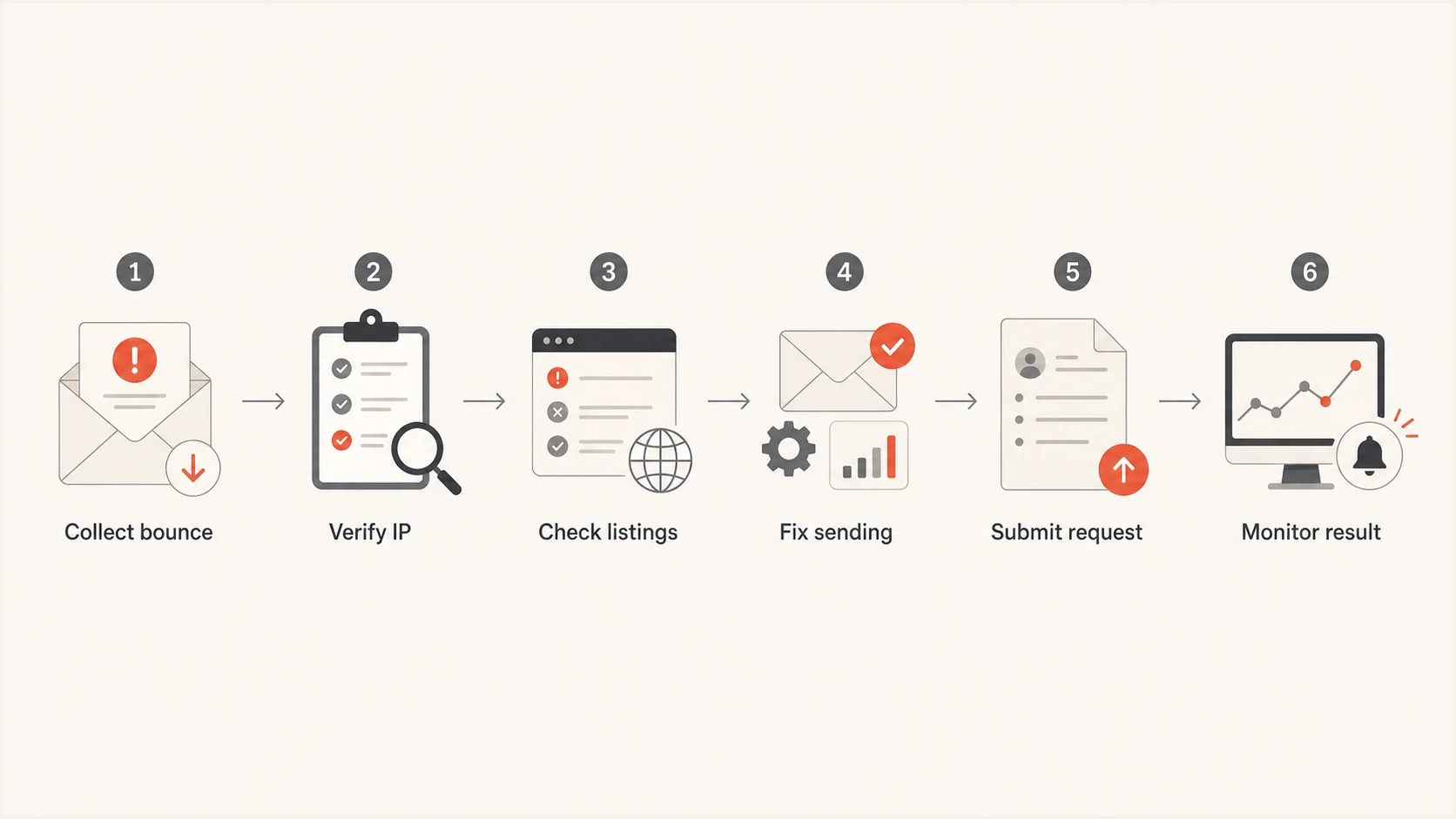 Flowchart for recovering a Microsoft IP delisting failure.