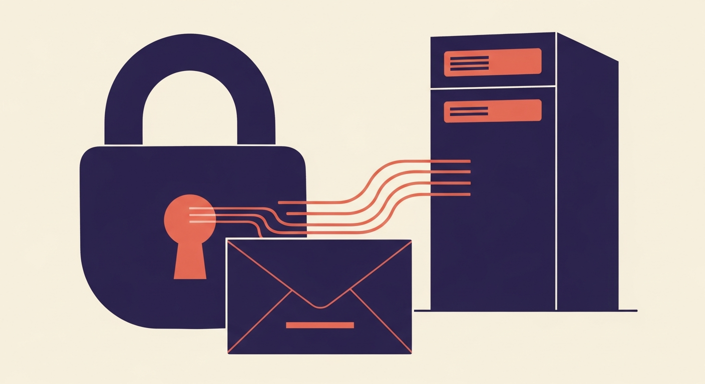 Stylized illustration of an envelope with a padlock, representing secure email communication through MTA-STS.