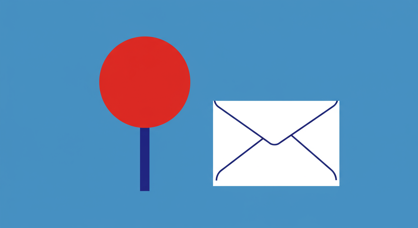 A red stop sign symbol next to a sealed envelope.