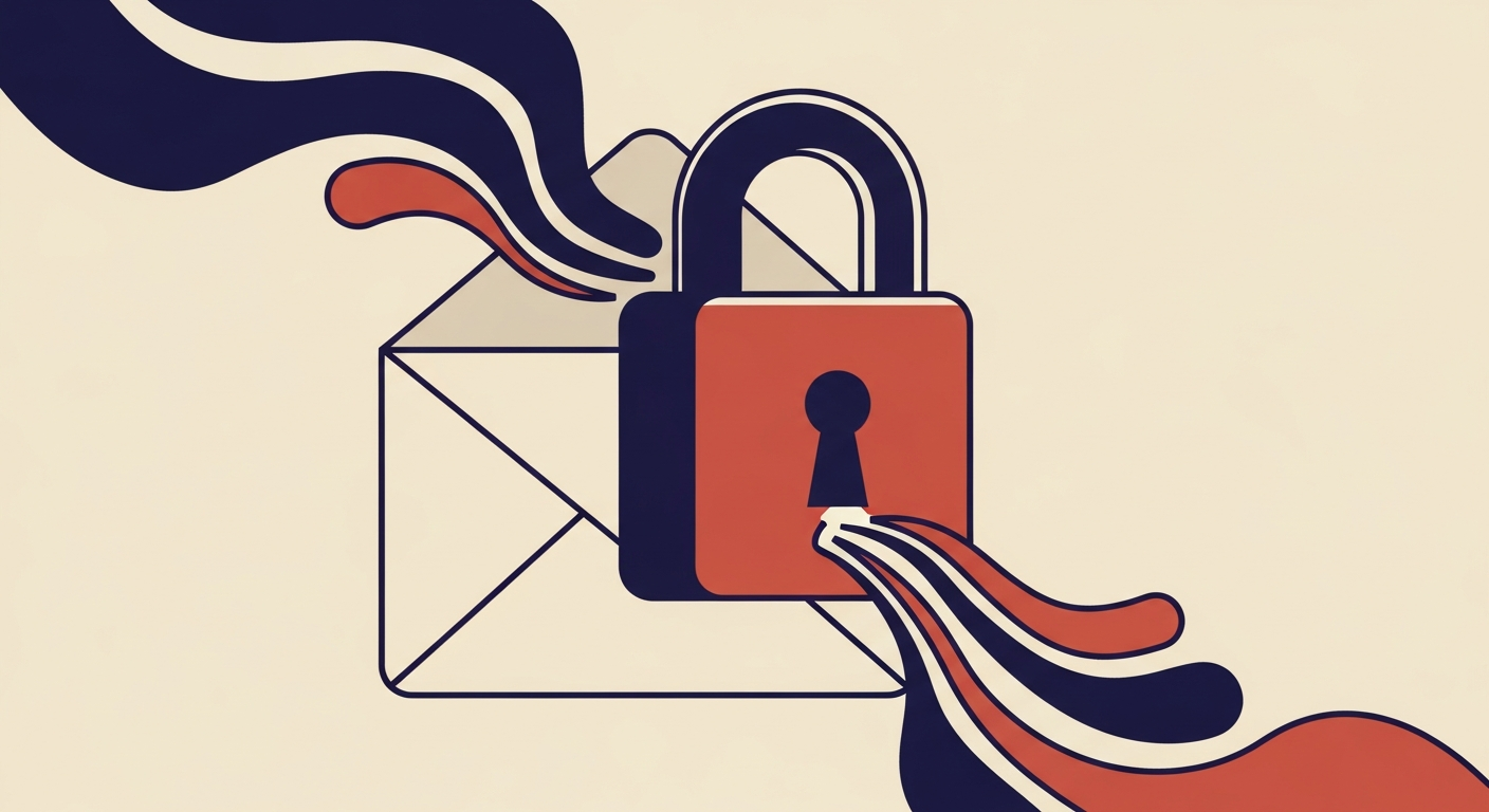 A padlock on an envelope, symbolizing MTA-STS securing email.