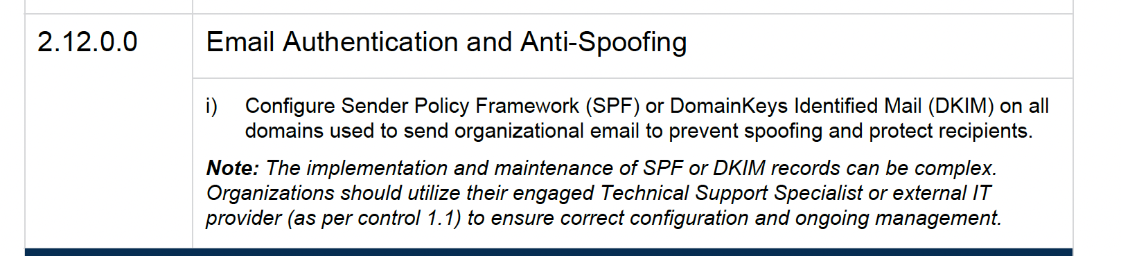 DSI SMB1001:2027 excerpt, control 2.12.0.0.