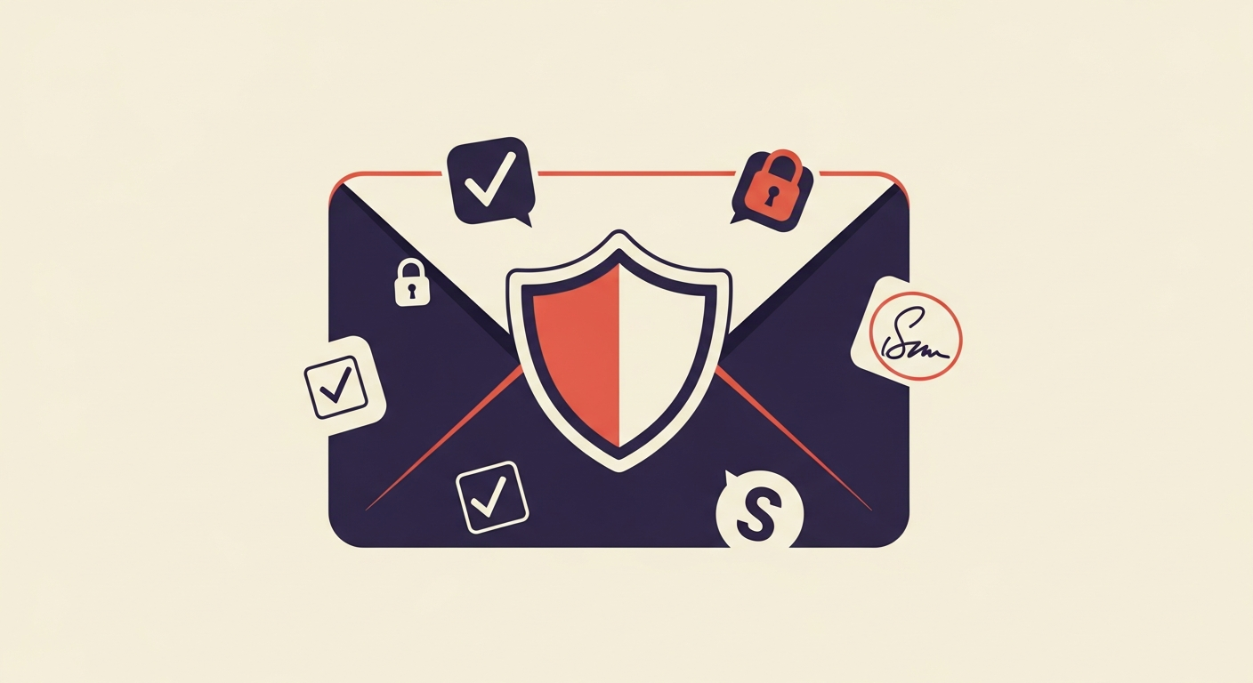 An email envelope with a shield, representing email security.