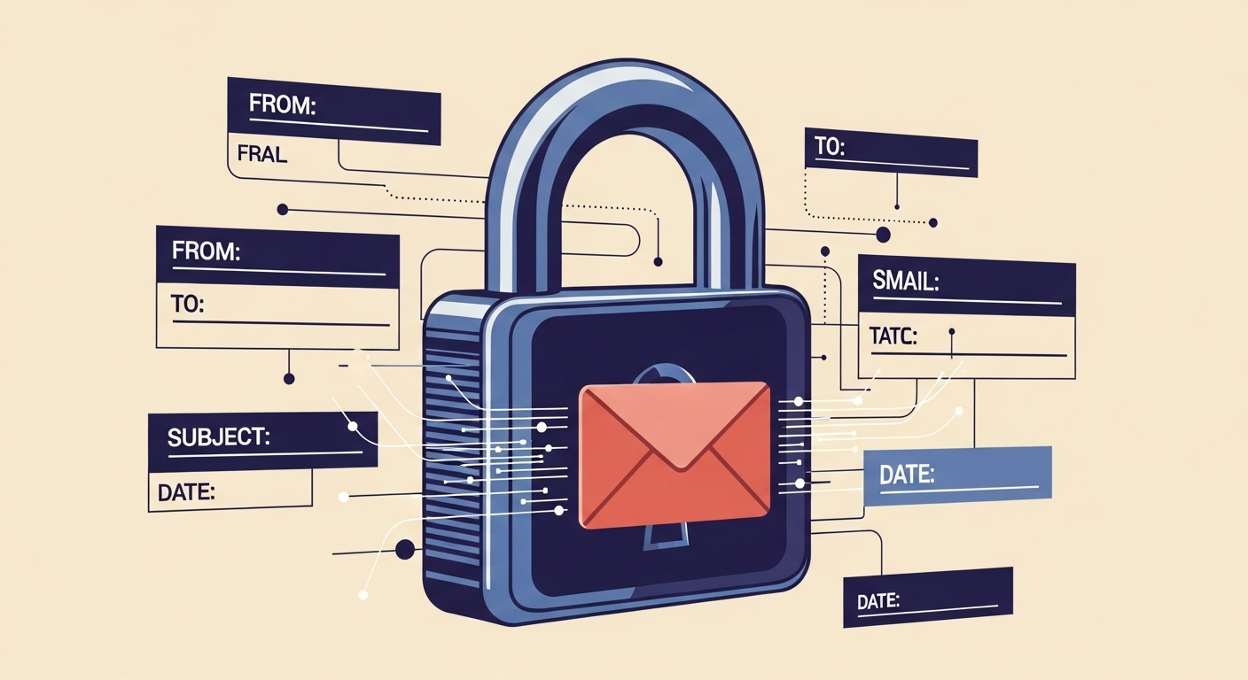 An email with a padlock icon, symbolizing secure DKIM authentication for email headers.