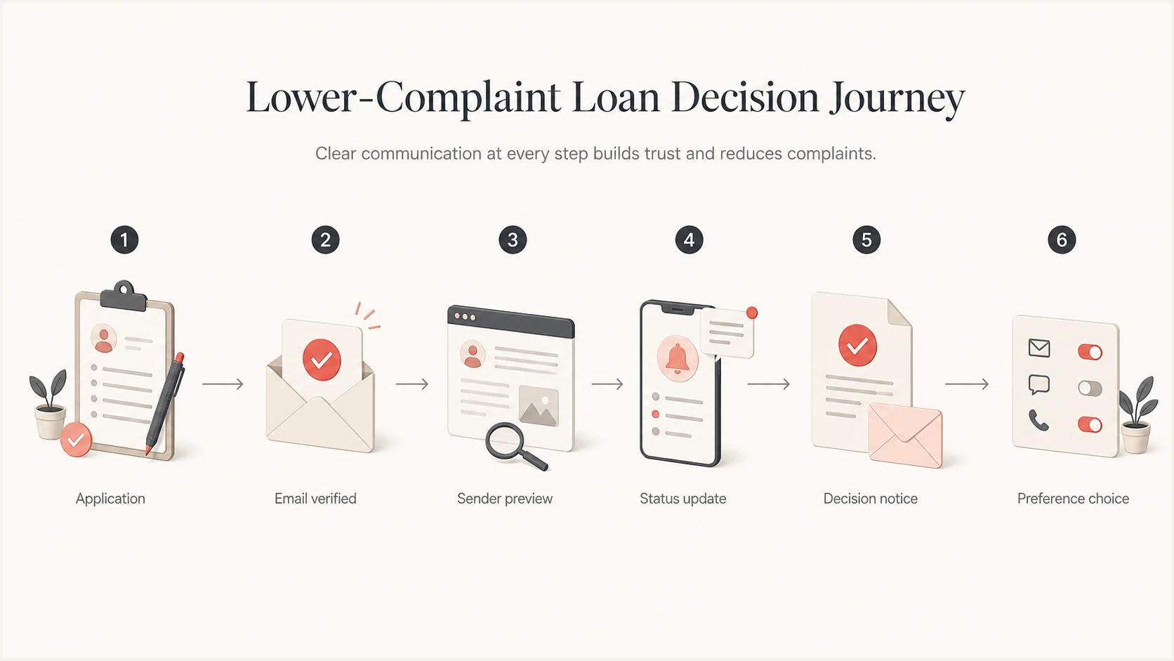 Lower-complaint loan decision email journey