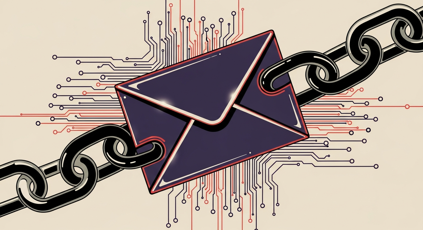 An email envelope with a chain link representing ARC headers