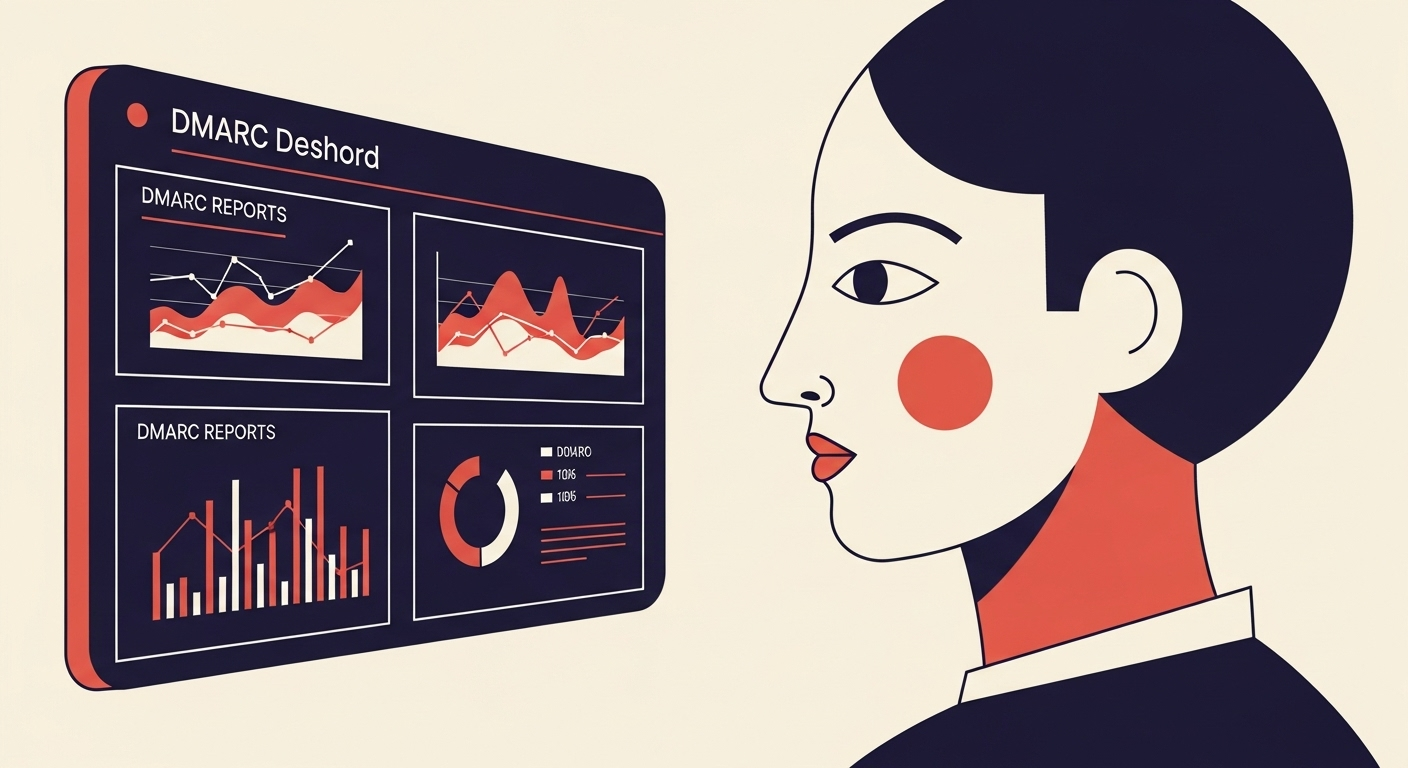 Person analyzing DMARC reports on a digital dashboard