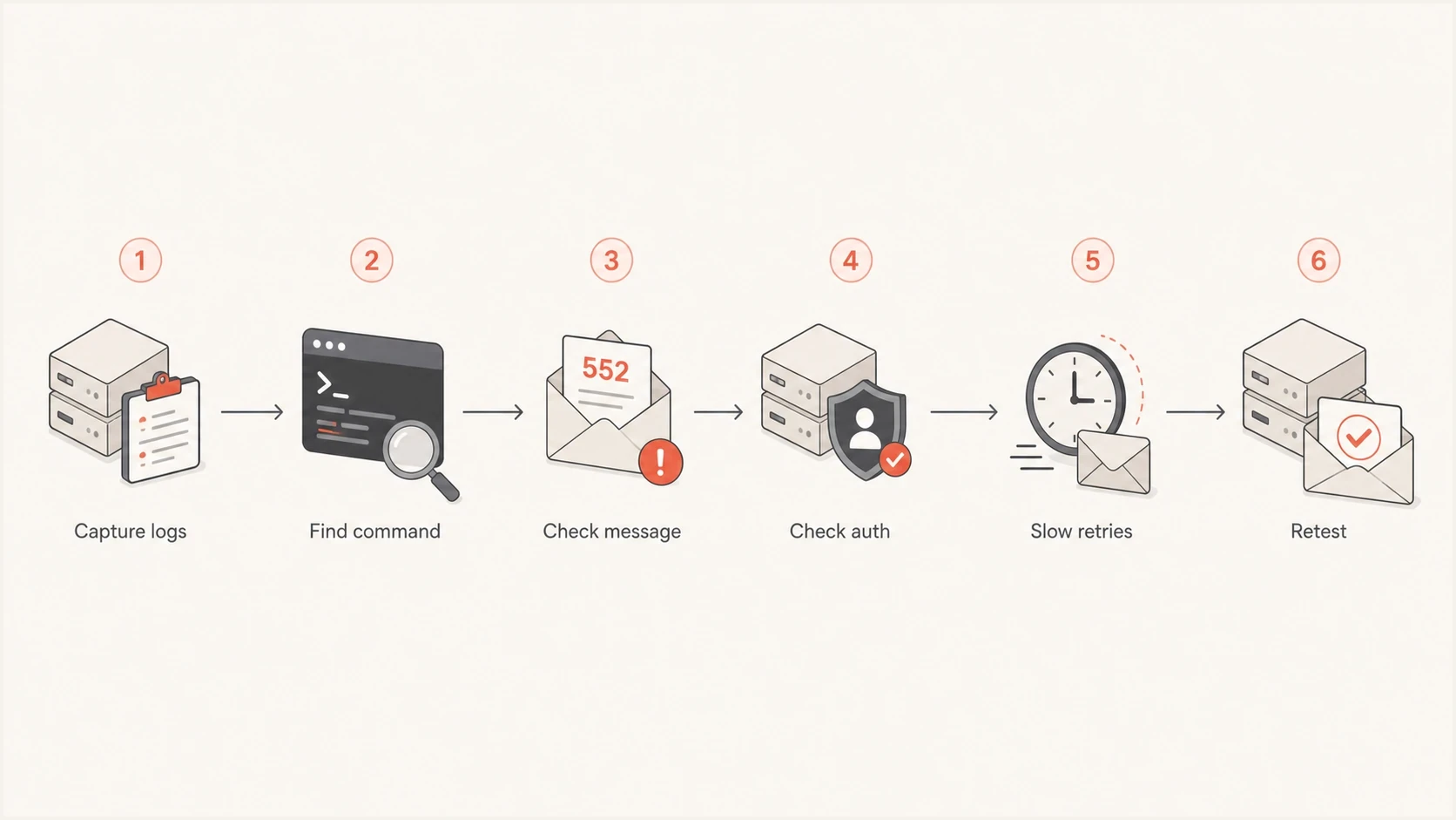 Yahoo and AOL SMTP 552 troubleshooting flowchart