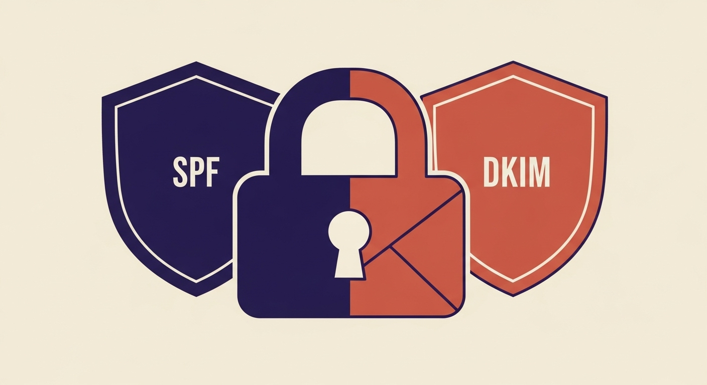Email security padlock with separate SPF and DKIM shields