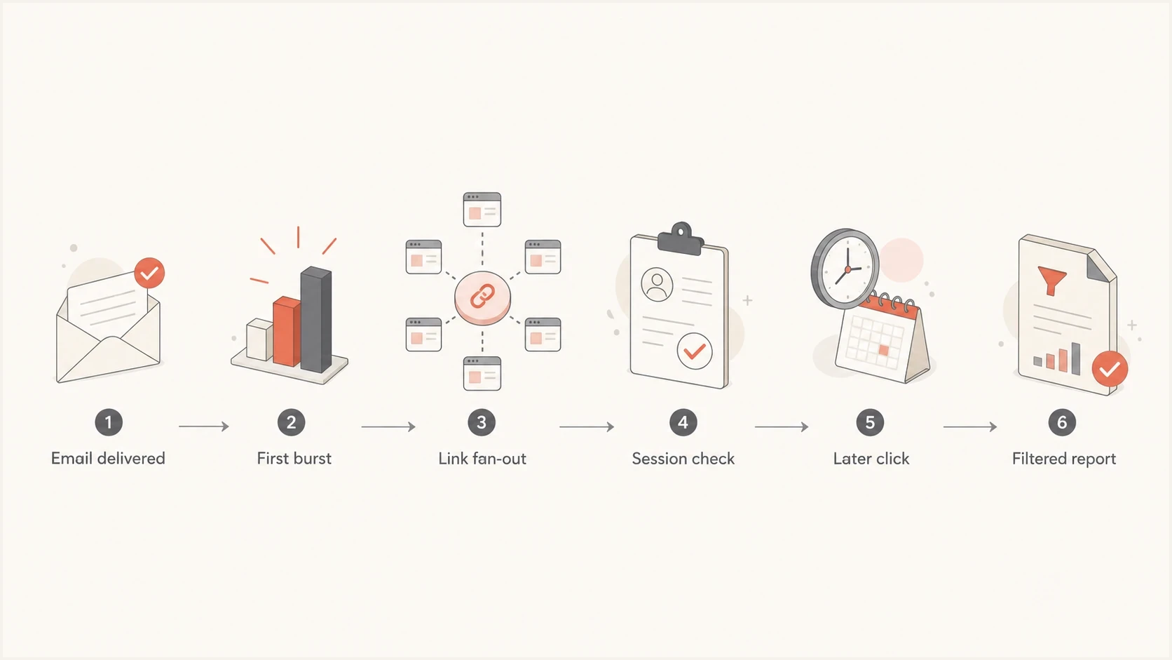 A flowchart for filtering scanner clicks from campaign reports.