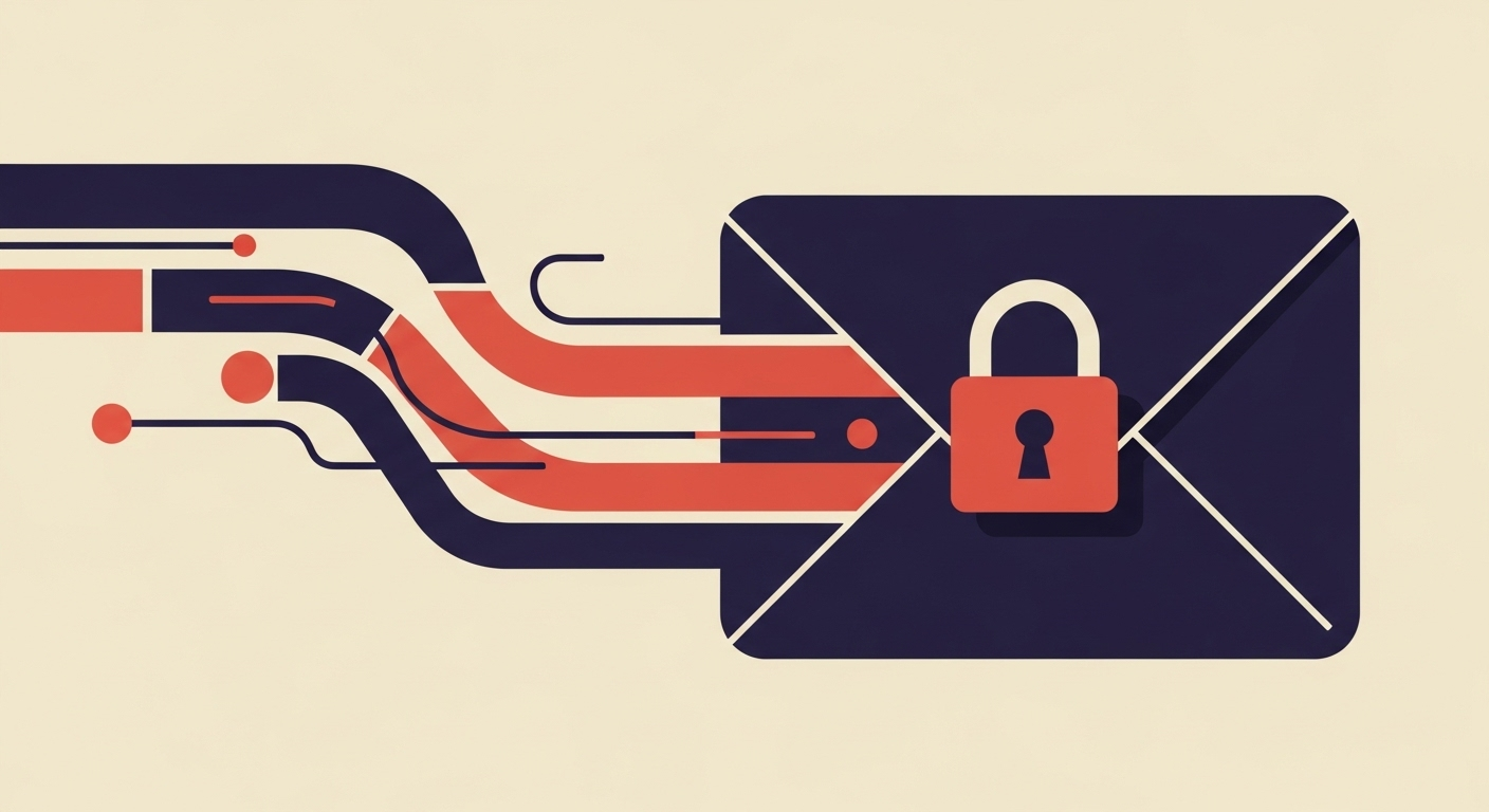 Stylized email envelope with a padlock, representing secure email