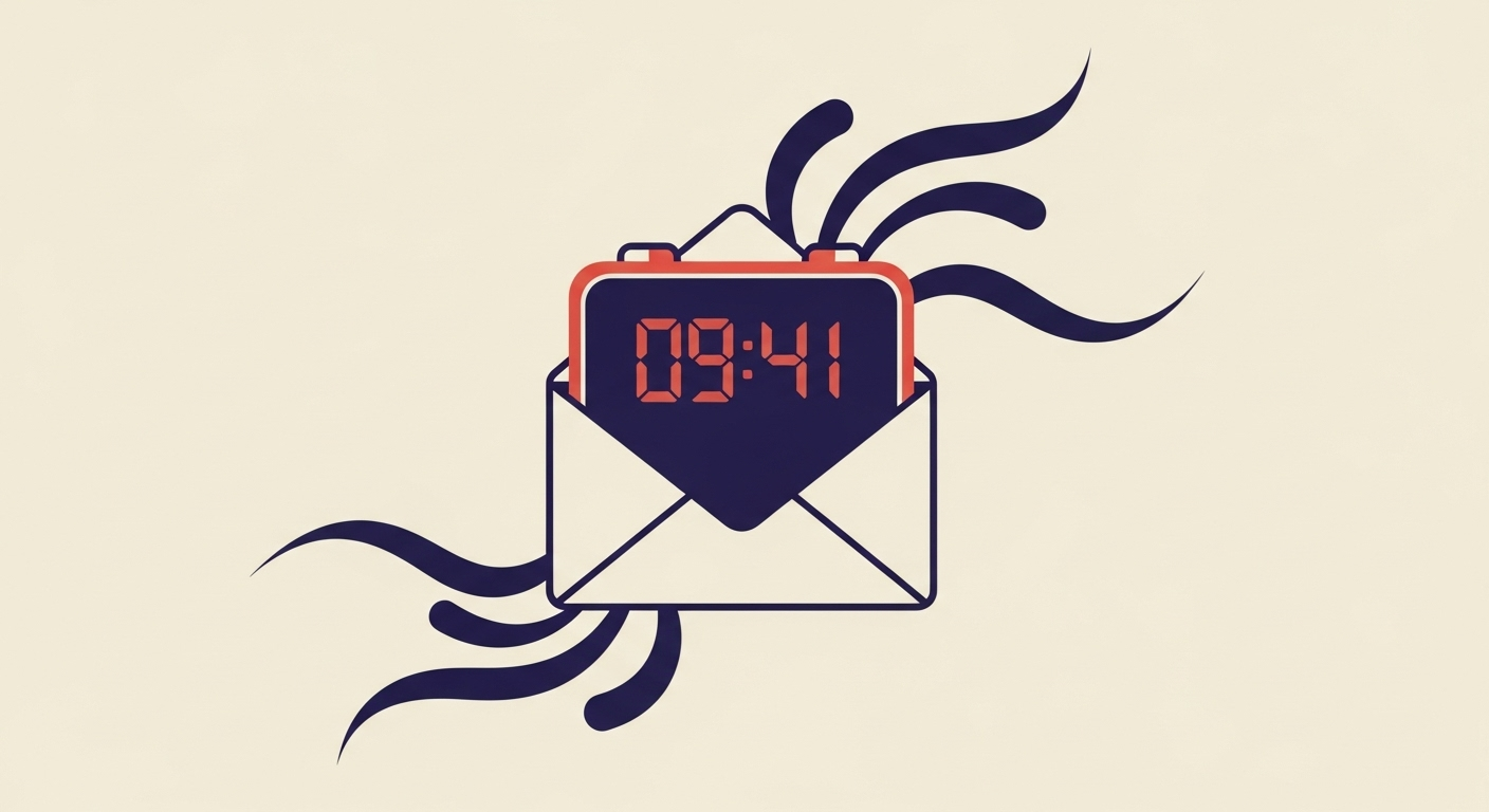 Digital clock on an envelope symbolizing DKIM timestamp for email security