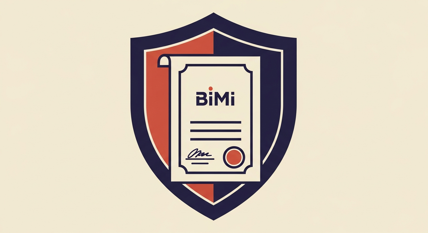 A digital certificate with a brand logo inside a shield, symbolizing BIMI's validation of brand identity.