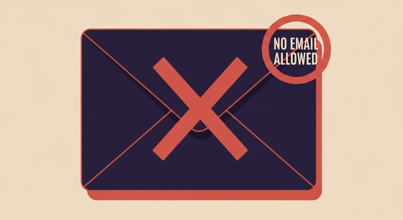 An email envelope with a large red cross over it, indicating that no mail should be sent.