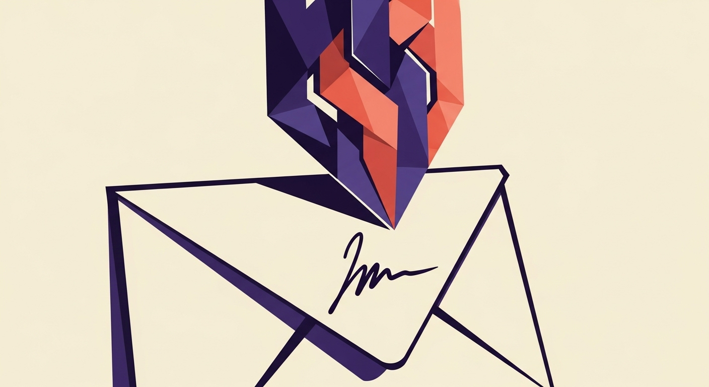Digital signature sealing an email envelope, symbolizing DKIM authentication