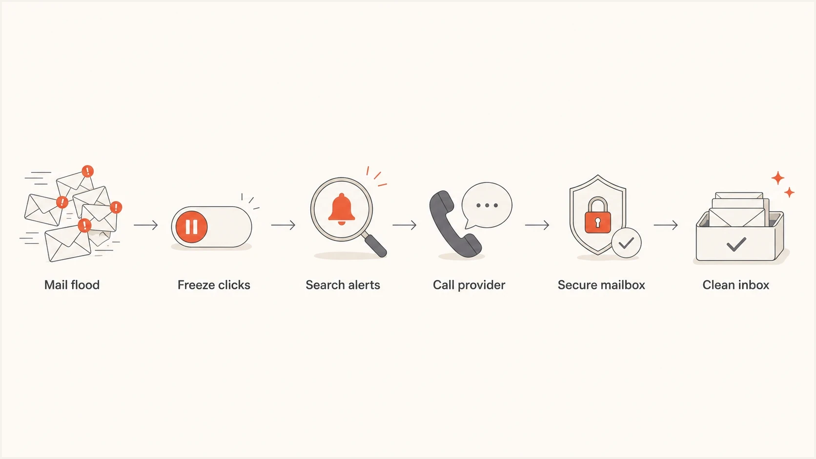 A six-step flow for responding to a list bombing attack.
