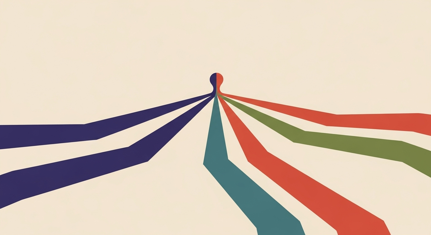 Abstract illustration of multiple pathways for email sending