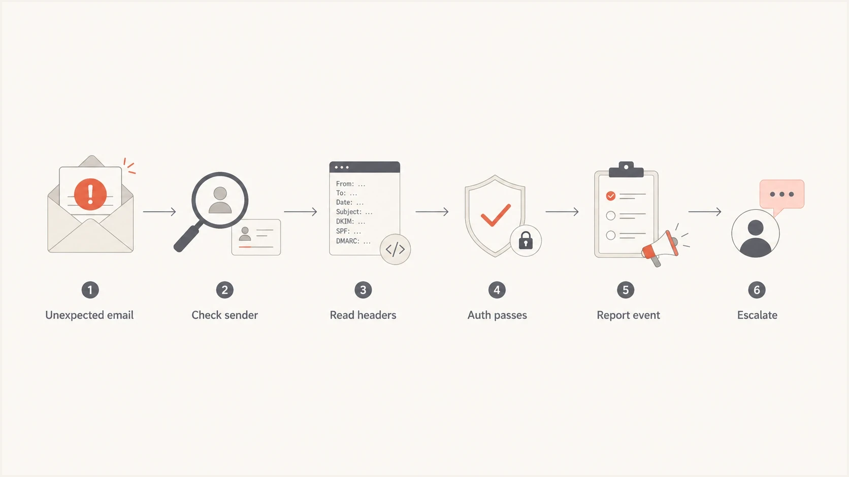 Flowchart for checking an unexpected event confirmation email.