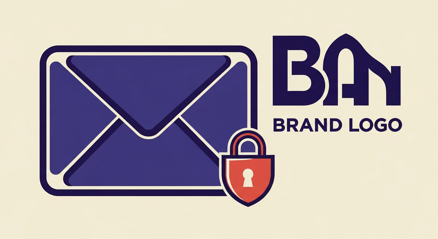 An illustration showing a secured email with a brand logo displayed next to it, representing BIMI authentication.
