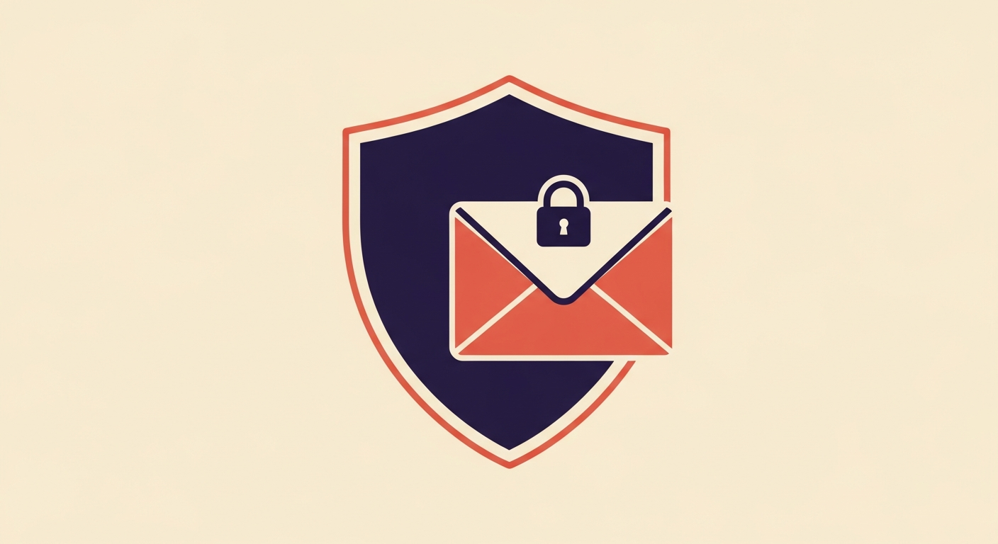 Illustration of a shield protecting an email, representing strong email security through DMARC.