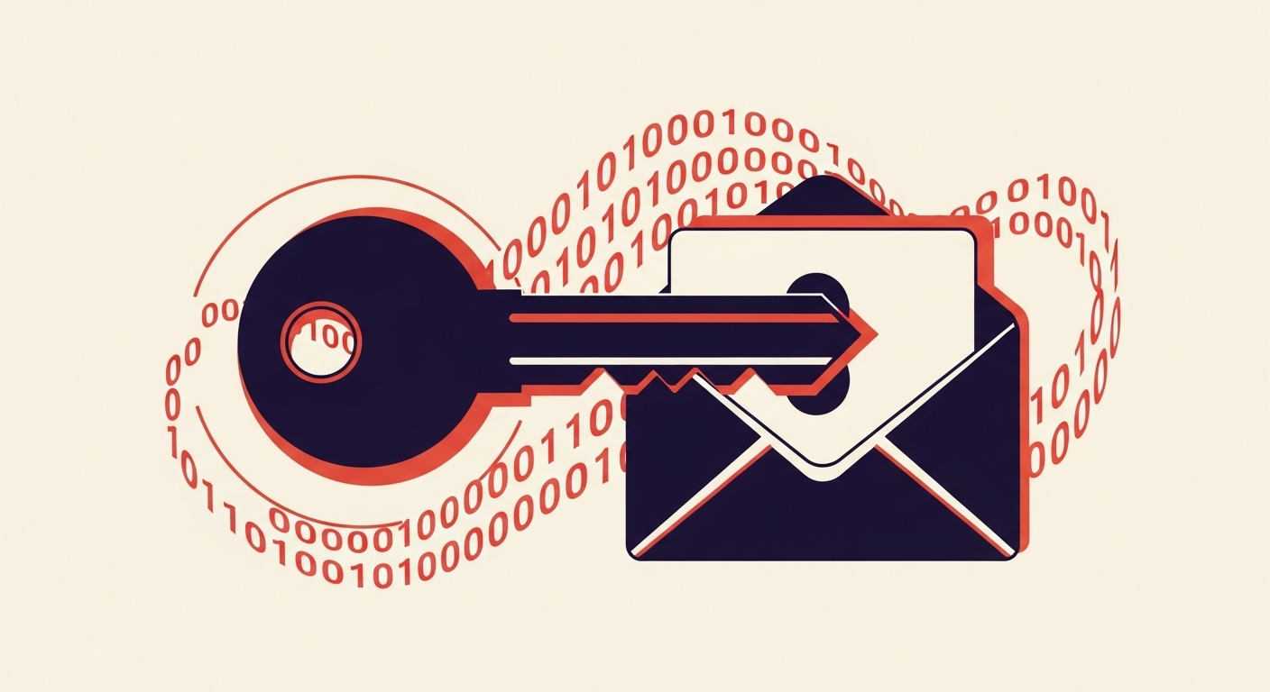 Digital key securing an email envelope representing DKIM security