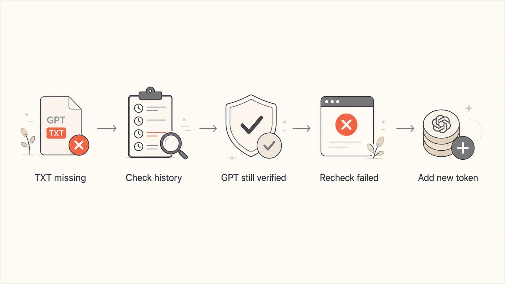 A simple recovery flow for a missing GPT TXT record.