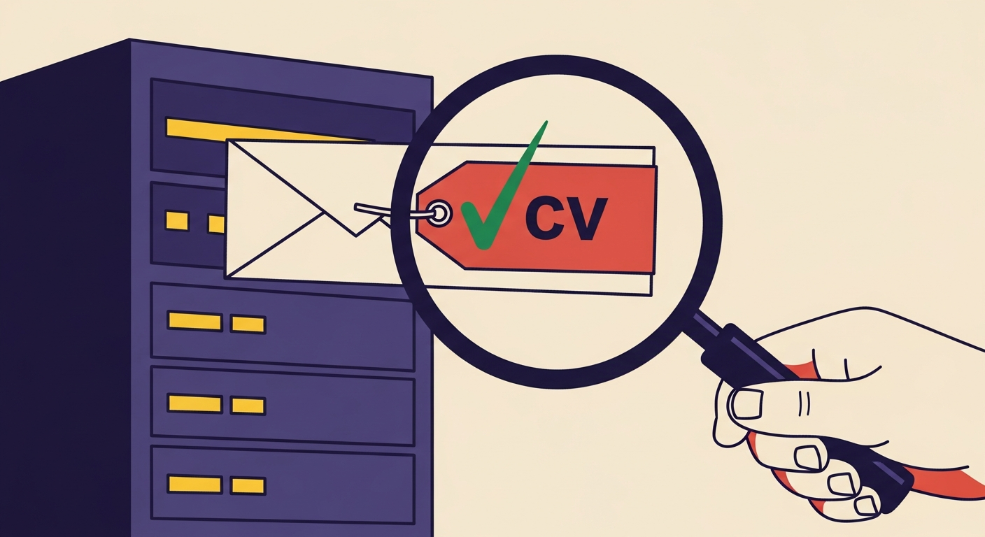 A mail server evaluating an email's 'cv' tag, showing both a green checkmark for pass and a red 'X' for fail.