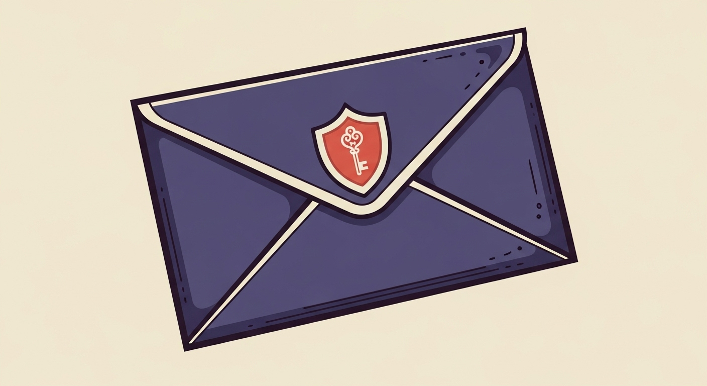 An email envelope with a digital signature icon, symbolizing DKIM authentication.