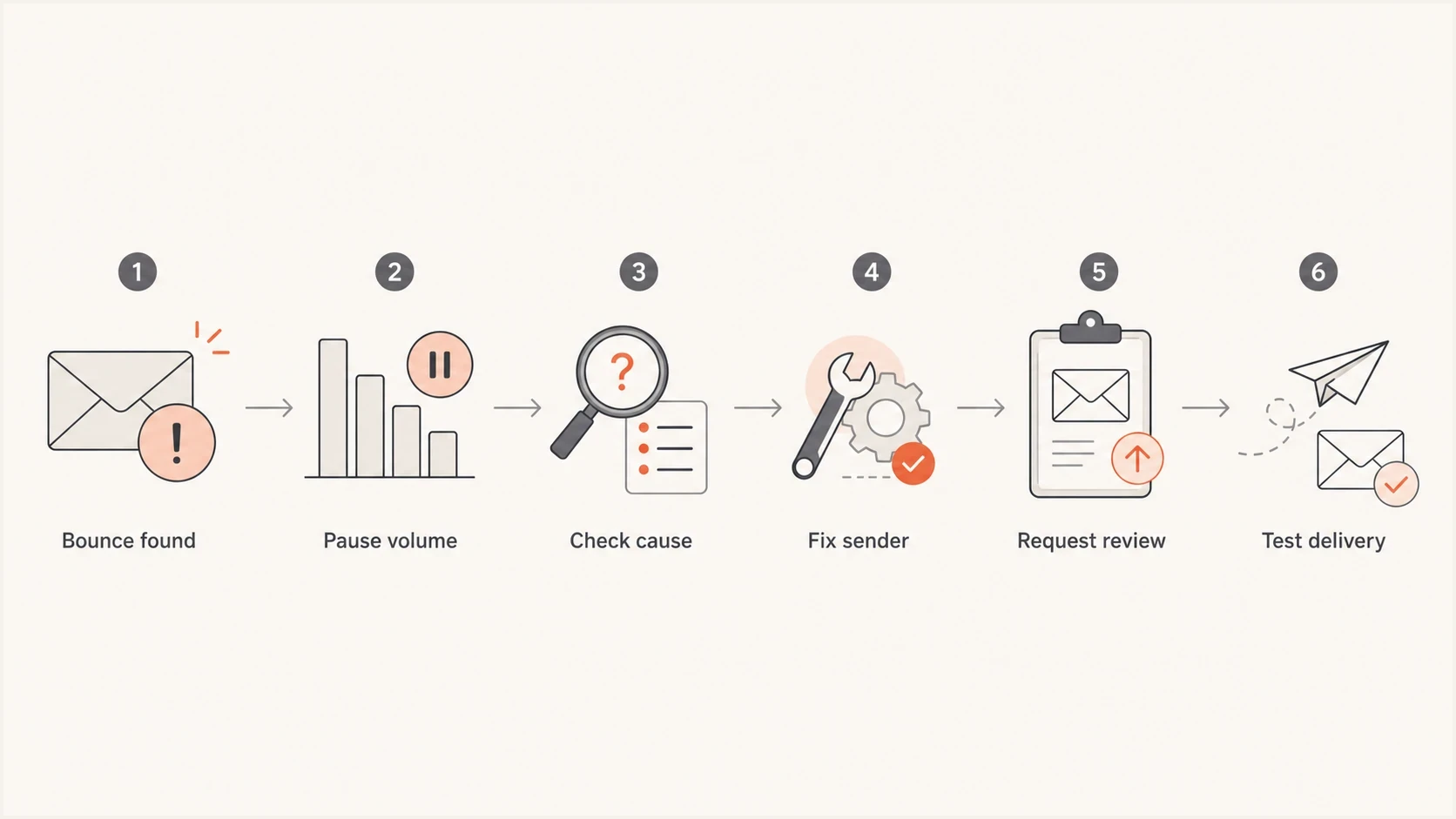 AT&T blocklist removal flow: capture the bounce, pause volume, fix the cause, request review, and test delivery.