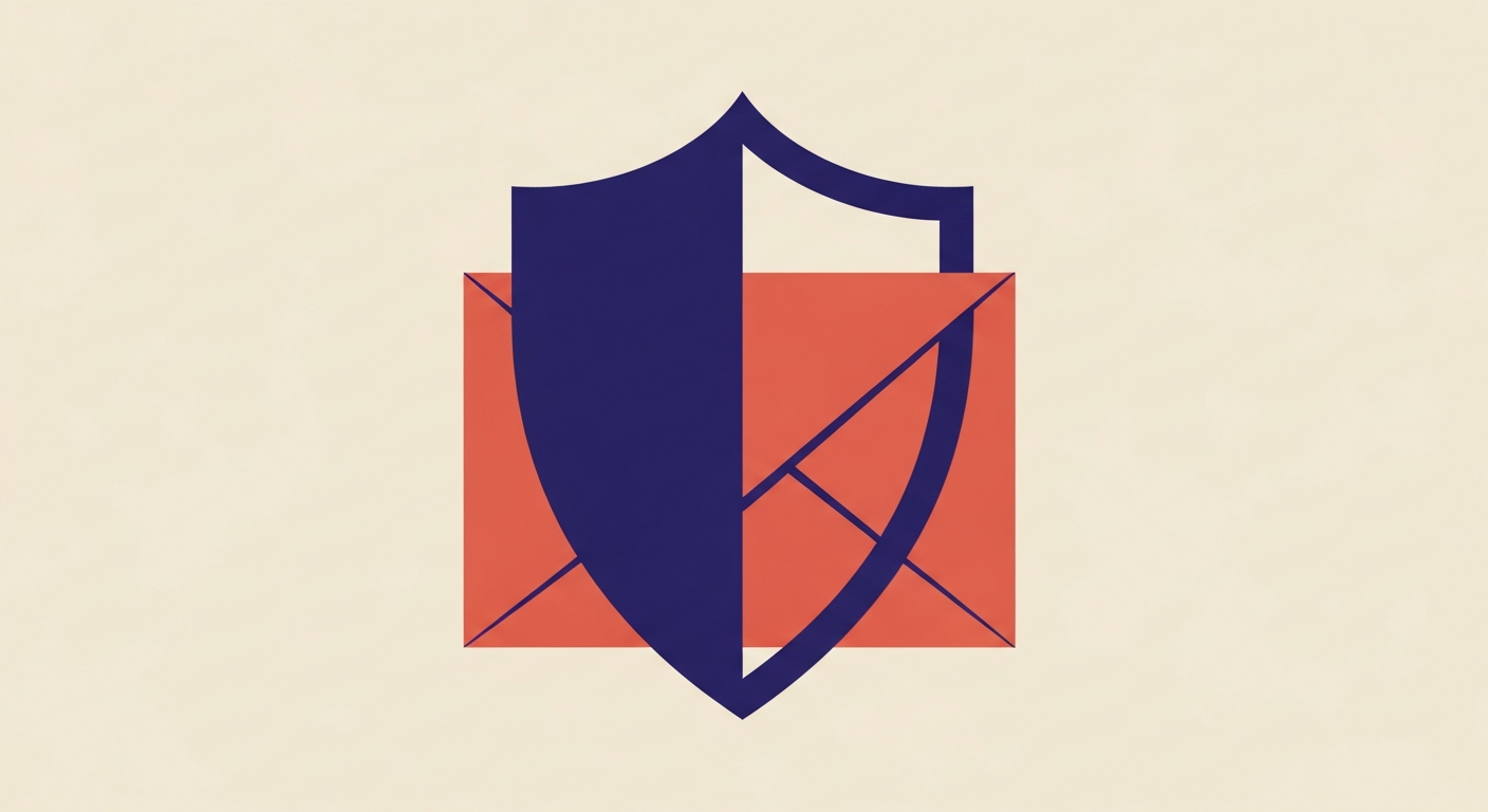 A shield protecting an email envelope, symbolizing email security.