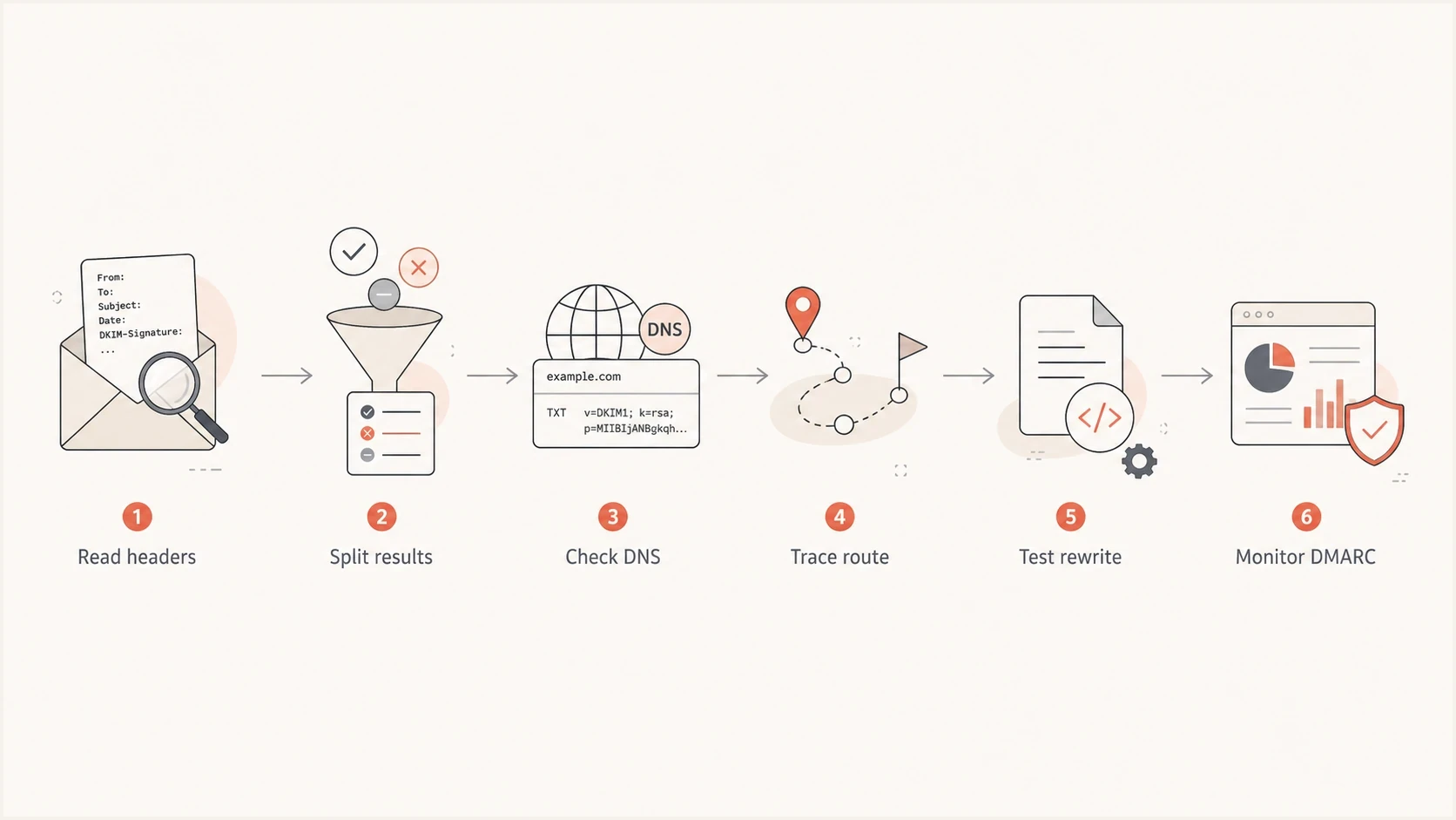 Flowchart for diagnosing intermittent Office365 DKIM failures.