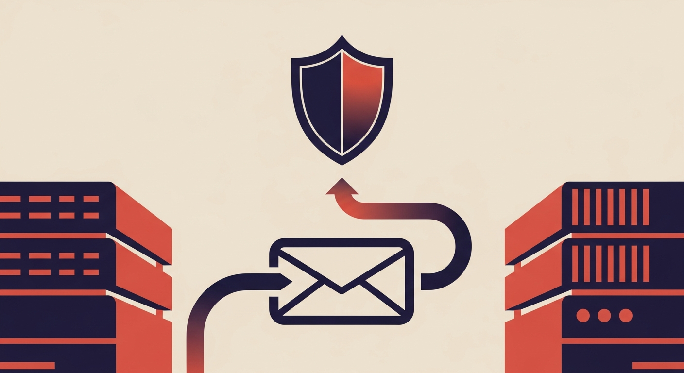 An illustration showing secure email communication using MTA-STS.