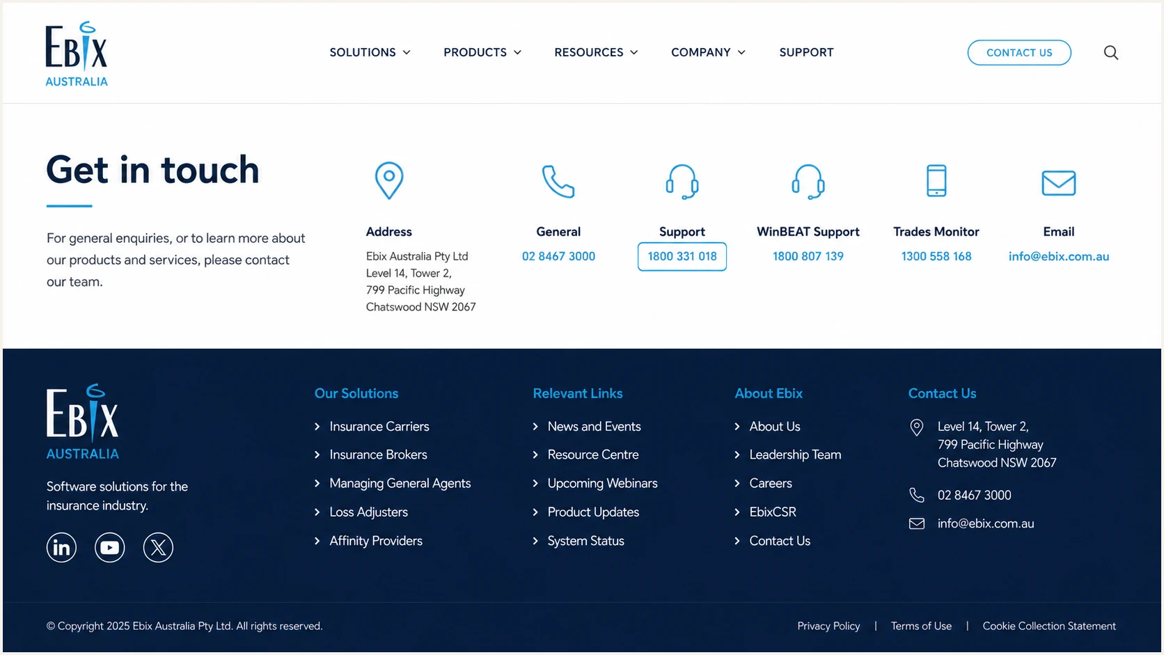 Ebix Australia support contact details for domain authentication requests