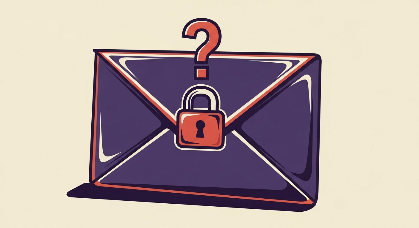 An email envelope with a lock and a question mark, representing email verification questions.