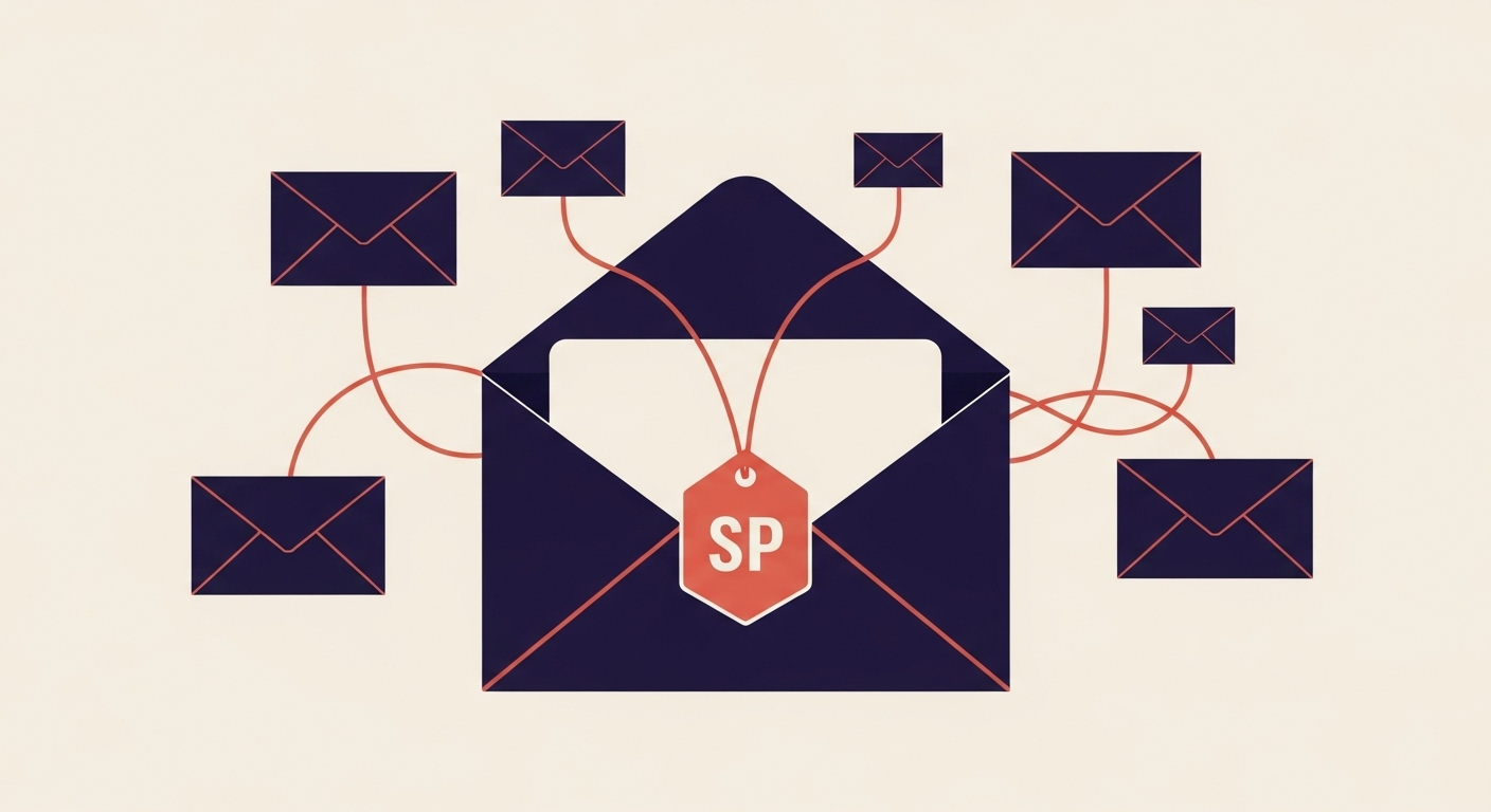 An illustration showing the DMARC 'sp' tag influencing subdomains.